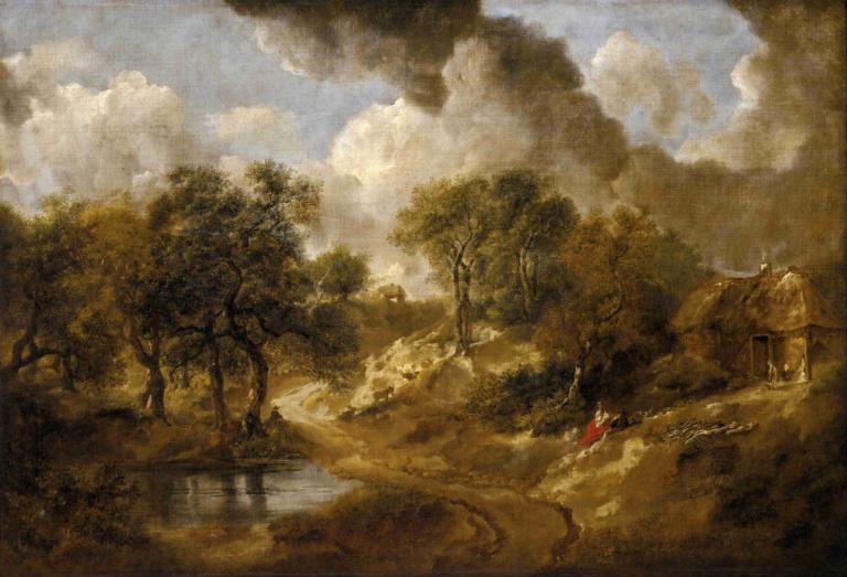 Landscape in Suffolk,서퍽의 풍경,Thomas Gainsborough,토마스 게인즈버러,오일 페인팅,오일 페인팅, 나무, 경치, 구름, 옥외, 하늘, 자연, 물, 독주