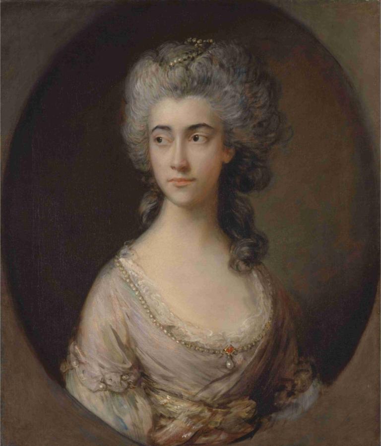 Mary Heberden,Thomas Gainsborough,Ölgemälde,Ölgemälde, 1Mädchen, Solo, Schmuck, Lockige haare, Oberkörper