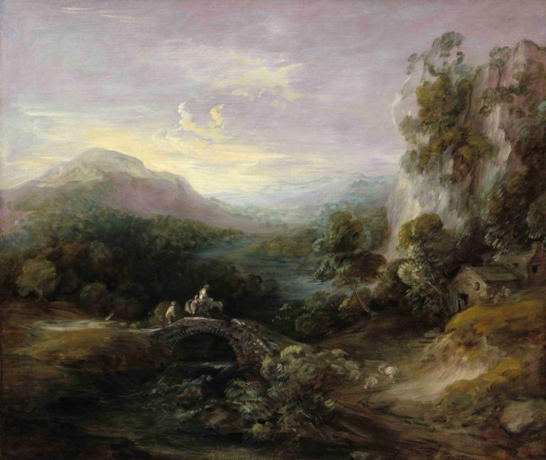 Mountain Landscape with Bridge,Berglandschaft mit Brücke,Thomas Gainsborough,Ölgemälde,Ölgemälde, Landschaft