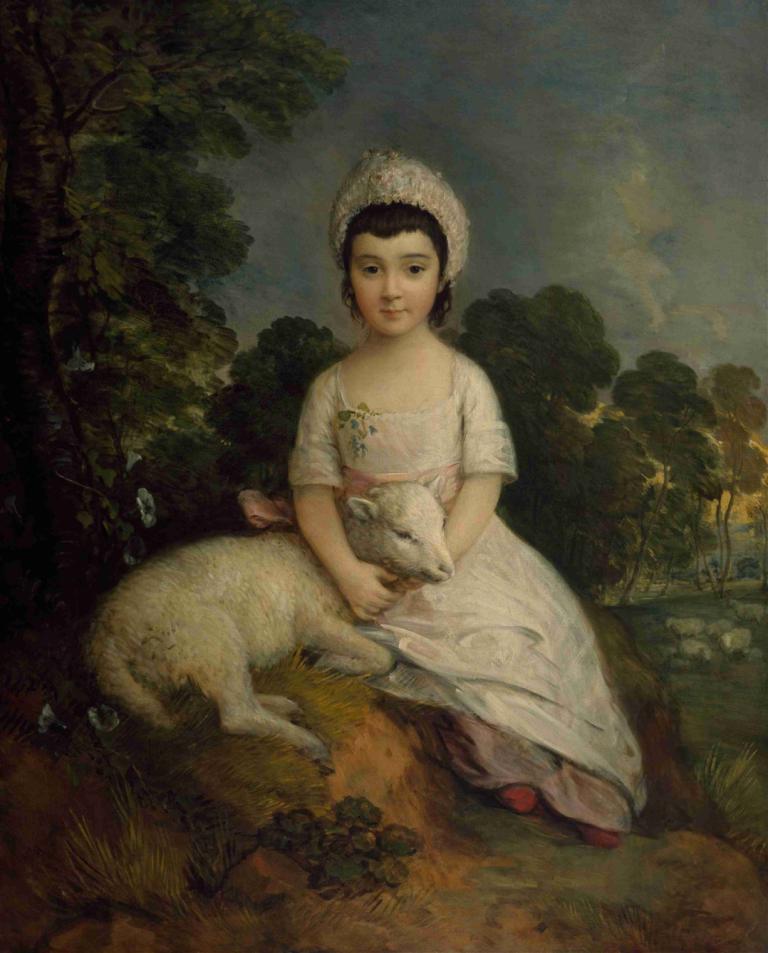 Portrait Of Isabelle Bell Franks,이사벨 벨 프랭크스의 초상화,Thomas Gainsborough,토마스 게인즈버러,오일 페인팅,오일 페인팅, 여자 1명, 드레스, 흑발