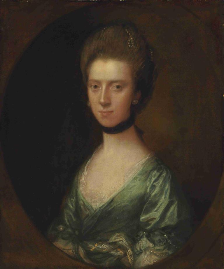 Portrait Of Mrs. Isaac Elton,아이작 엘튼 부인의 초상화,Thomas Gainsborough,토마스 게인즈버러,오일 페인팅,오일 페인팅, 여자 1명, 독주, 보석류, 귀걸이