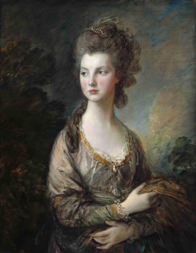 The Hon. Mrs. Thomas Graham,토마스 그레이엄 부인,Thomas Gainsborough,토마스 게인즈버러,오일 페인팅,오일 페인팅, 여자 1명, 독주, 미술 패러디