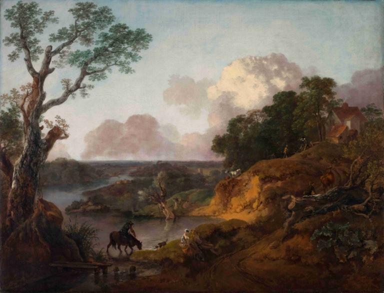 View in Suffolk,Lihat di Suffolk,Thomas Gainsborough,Lukisan cat minyak,Lukisan cat minyak, pohon