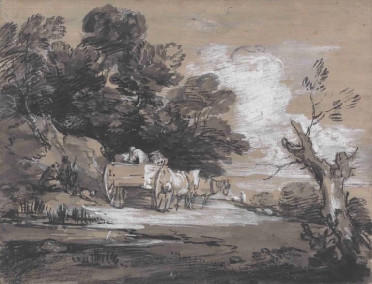 Wooded Landscape with Country Cart and Figures,시골 수레와 피규어가 있는 숲이 우거진 풍경,Thomas Gainsborough,토마스 게인즈버러,동판 에칭