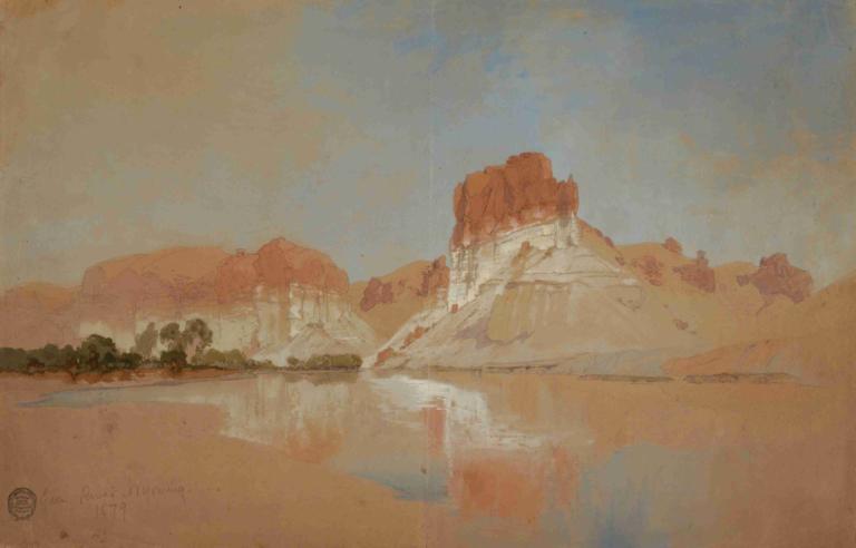 Green River, Wyoming Territory,พื้นที่แม่น้ําสีเขียวในรัฐไวโอมิ่ง,Thomas Moran,โทมัส โมแรน,จิตรกรรมสีน้ำมัน