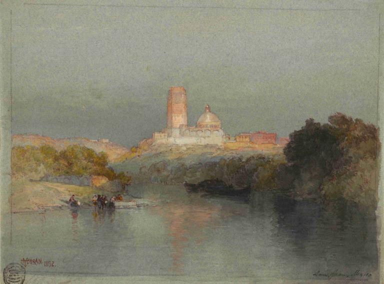 Hacienda on the Lerma River, San Juan, Mexico,Haciënda aan de Lerma-rivier, San Juan, Mexico,Thomas Moran