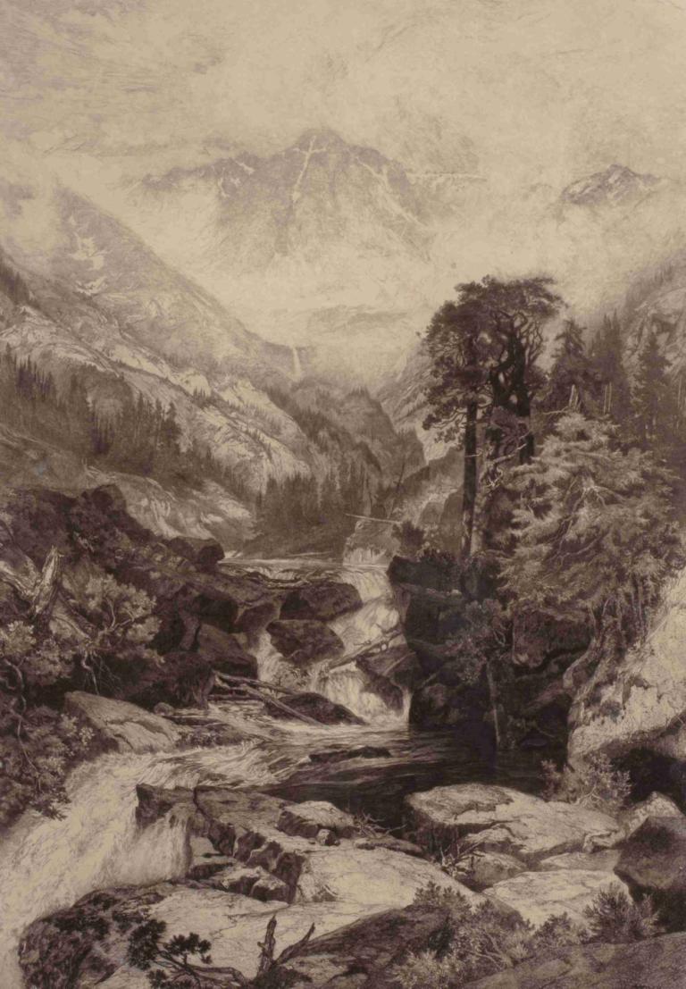 Mountain of the Holy Cross,Pyhän ristin vuori,Thomas Moran,Öljymaalaus,Öljymaalaus, maisema, puu, ulkona