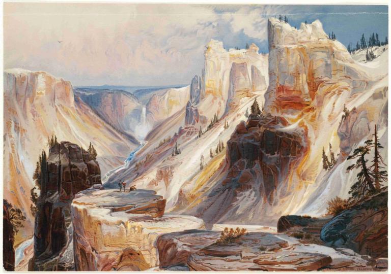 The Grand Canyon, Yellowstone,그랜드 캐년, 옐로스톤,Thomas Moran,토마스 모란,오일 페인팅,오일 페인팅, 경치, 산, 옥외, 나무, 하늘, 낮, 인간은 없어