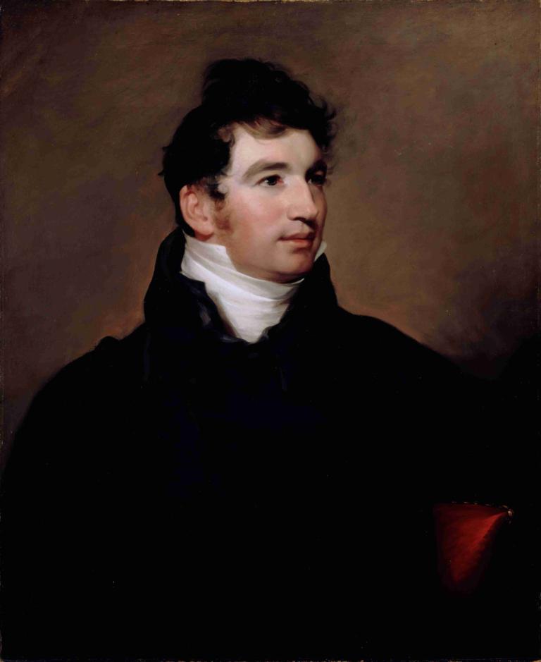 Dr. Edward Hudson,Thomas Sully,Oil Painting,Oil Painting, solo, 1boy, realistic, male focus, black hair