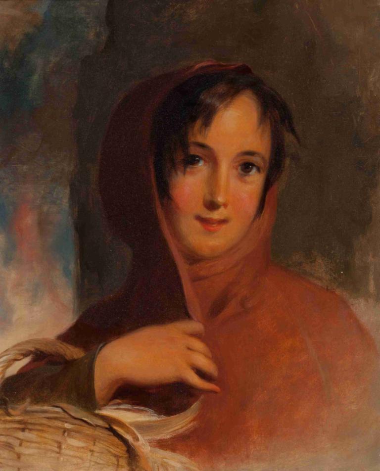 Gatherer of Chips,Ramasseur de copeaux,Thomas Sully,Peinture à l'huile,Peinture à l'huile, solo, 1fille