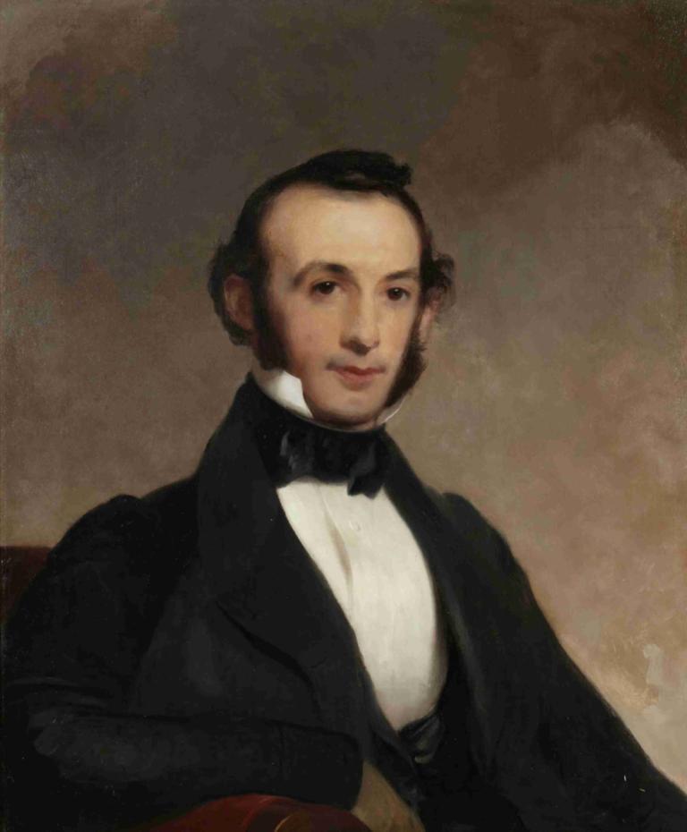 George Musgrave Giger,Thomas Sully,Oil Painting,Oil Painting, solo, 1boy, realistic, male focus, bowtie, bow