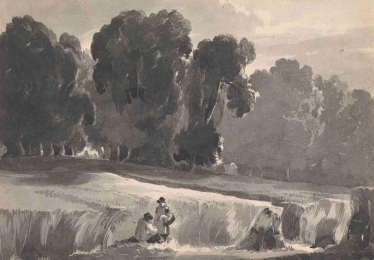 Landscape with Figures in Field,Landskab med figurer i marken,Thomas Sully,Oliemaleri,Oliemaleri, udendørs