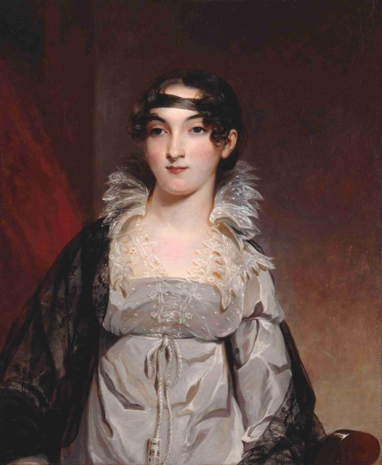 Mrs. Edward Hudson,Mevrouw Edward Hudson,Thomas Sully,Olieverf,Olieverf, 1meisje, solo, zwart haar, kort haar