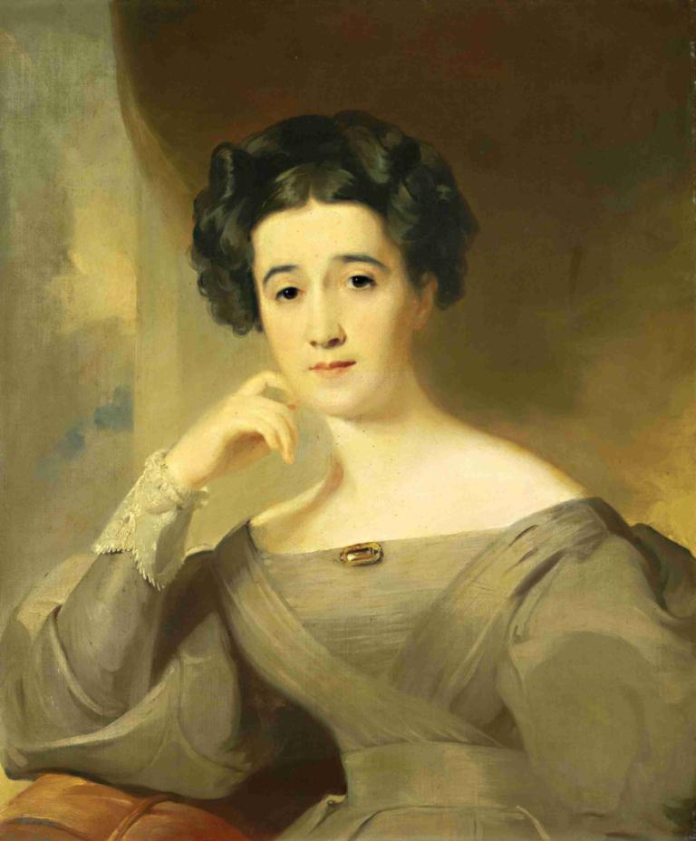 Mrs. William Griffin,Mevrouw William Griffin,Thomas Sully,Olieverf,Olieverf, 1meisje, solo, zwart haar