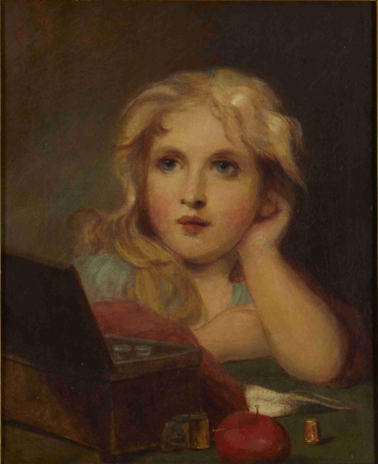 Portrait of a Child,Portret van een kind,Thomas Sully,Olieverf,Olieverf, 1meisje, solo, blond haar