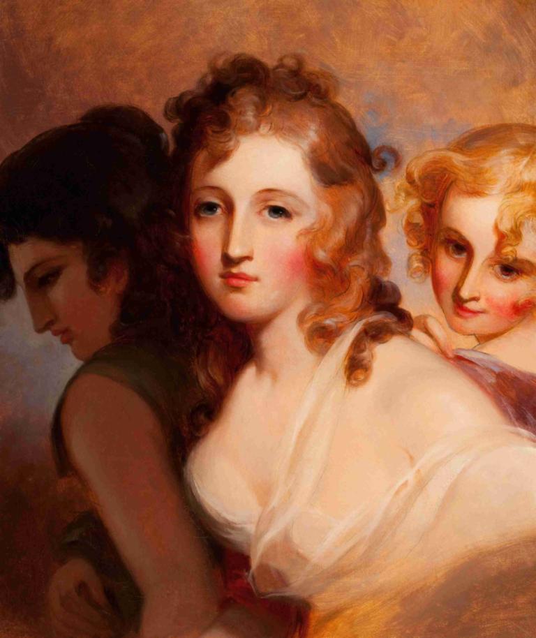 The Hours,De Uren,Thomas Sully,Olieverf,Olieverf, meerdere meisjes, 3 meisjes, blond haar, bruin haar