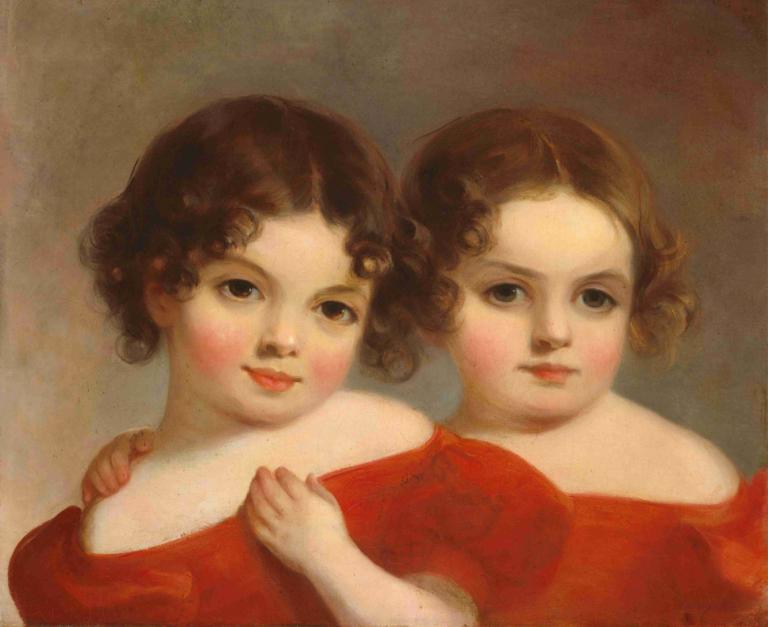 The Leland Sisters,De zussen Leland,Thomas Sully,Olieverf,Olieverf, 2 meisjes, meerdere meisjes, bruin haar