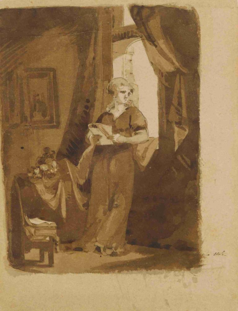 Woman at a Window (from Sketchbook),Donna alla finestra (da Sketchbook),Thomas Sully,Acquaforte su rame