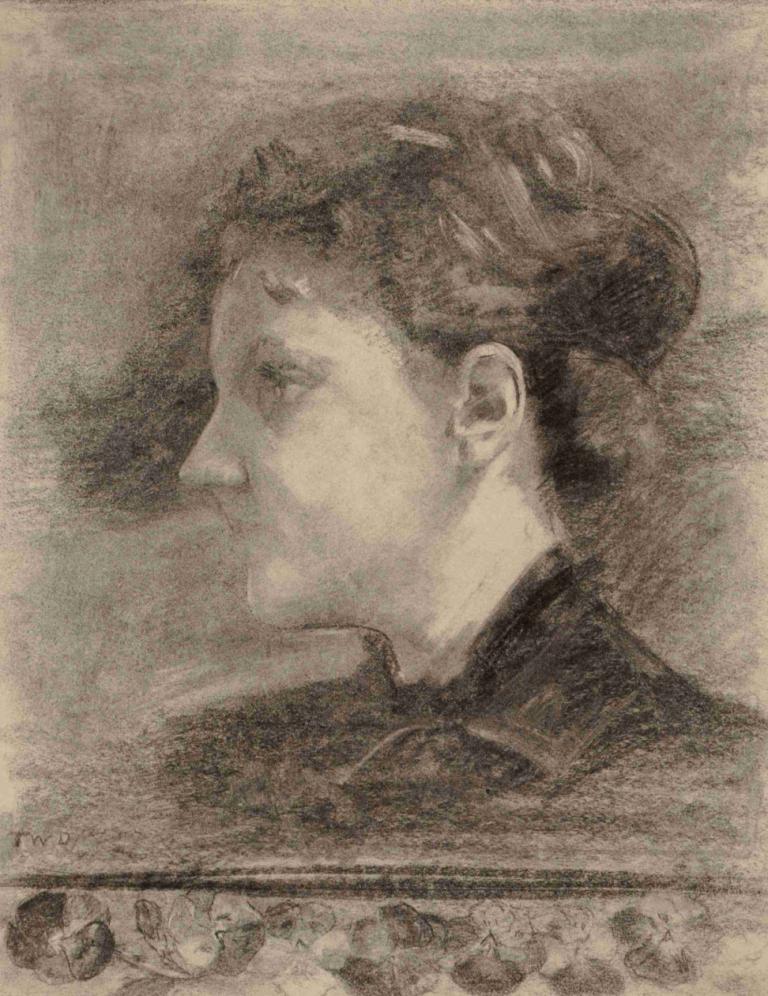 Pansy Cotton [Mariette Benedict Cotton],Thomas Wilmer Dewing,Schiță,Schiță, solo, monocrom, profil