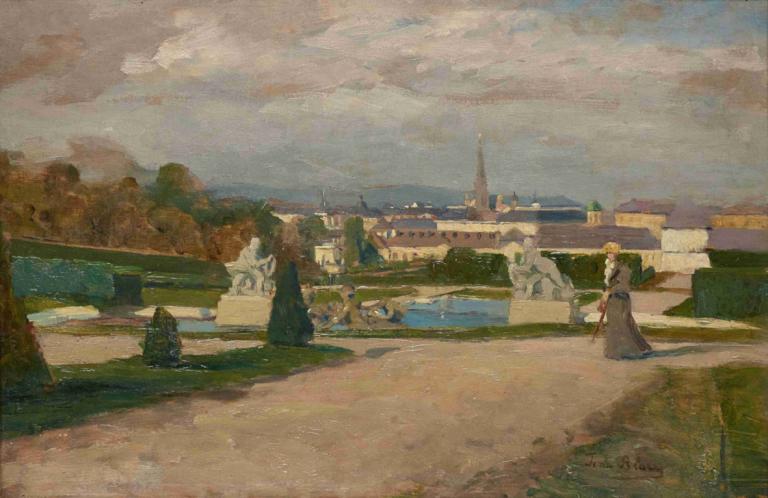 Aus dem Belvedere,Depuis le Belvédère,Tina Blau,Peinture à l'huile,Peinture à l'huile, en plein air, 1fille