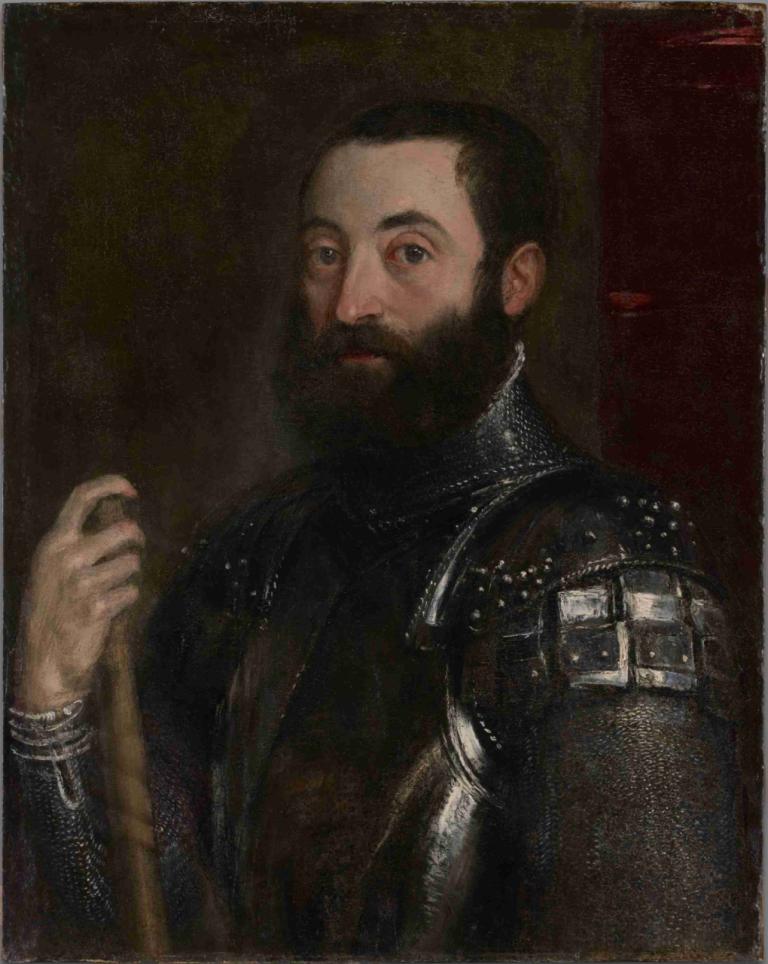 Portrait of Guidobaldo II della Rovere, Duke of Urbino,Titian,Oil Painting,Oil Painting, facial hair, 1boy