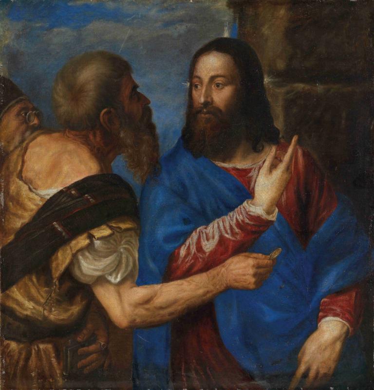 The Tribute Money,El dinero del tributo,Titian,Tiziano,Pintura al óleo,Pintura al óleo, varios chicos