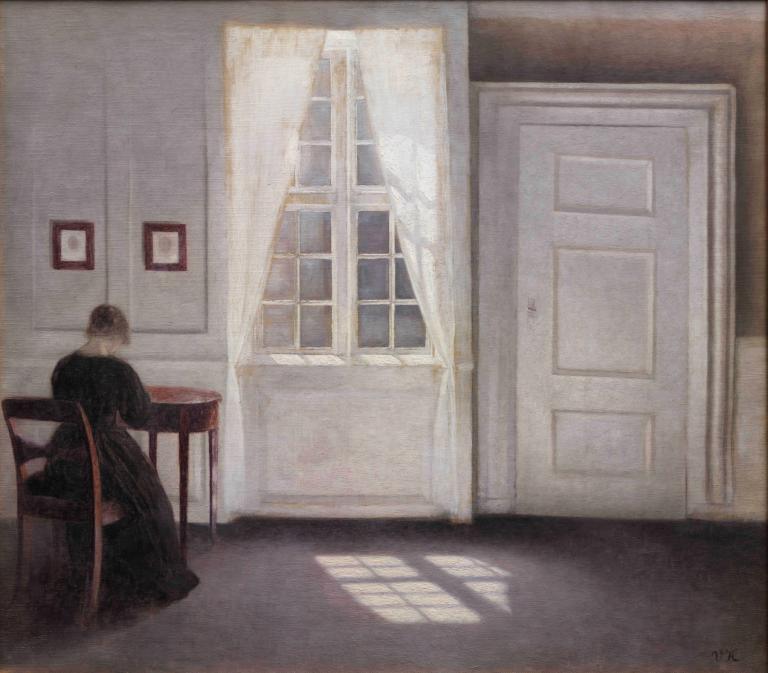 A Room In The Artist's Home In Strandgade, Copenhagen, With The Artist's Wife,Vilhelm Hammershøi,Illustration