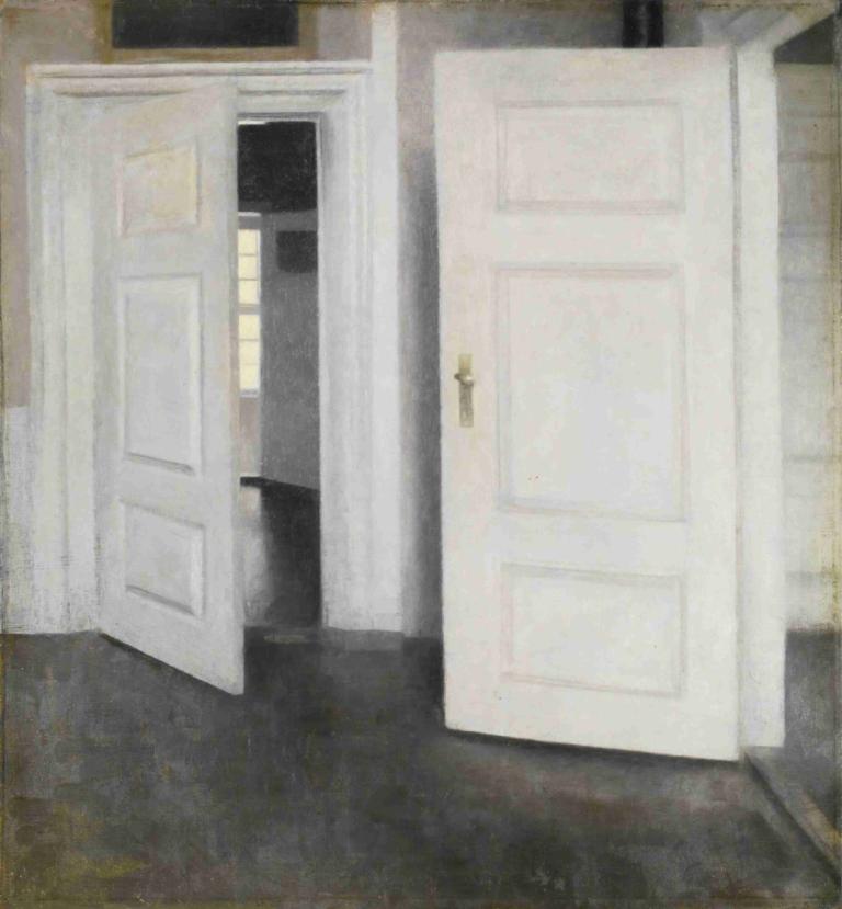 White doors, strandgade 30,Vilhelm Hammershøi,Illustratie,Illustratie, deur, geen mensen, traditionele media