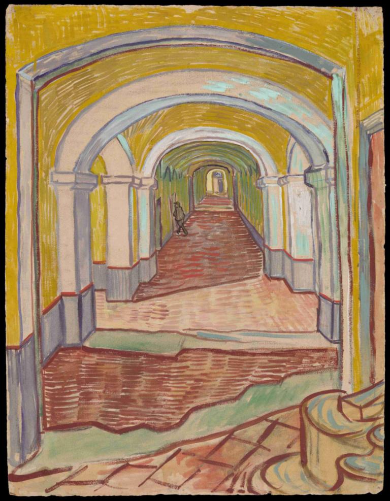 Corridor in the Asylum,Koridor di Rumah Sakit Jiwa,Vincent van Gogh,Lukisan cat minyak,Lukisan cat minyak