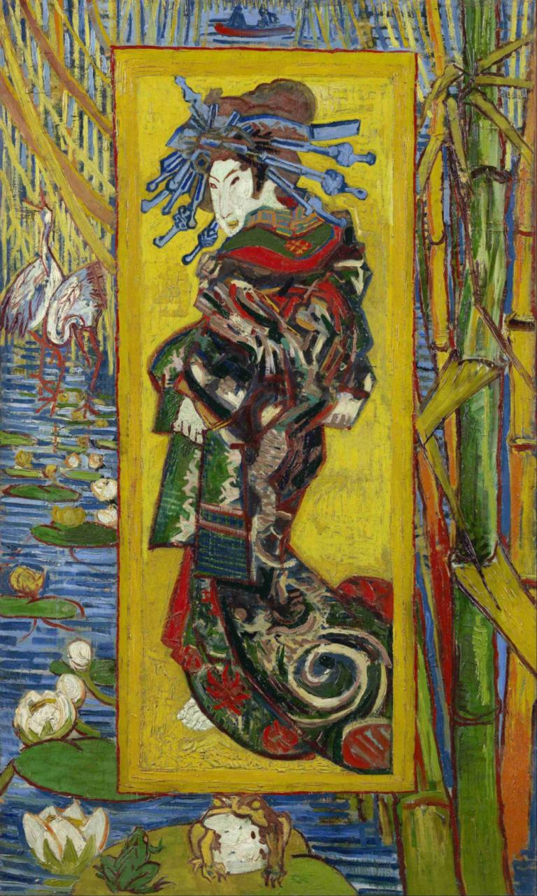 Courtesan- After Eisen,Pelacur- Setelah besi,Vincent van Gogh,Lukisan cat minyak,Lukisan cat minyak, 1 gadis