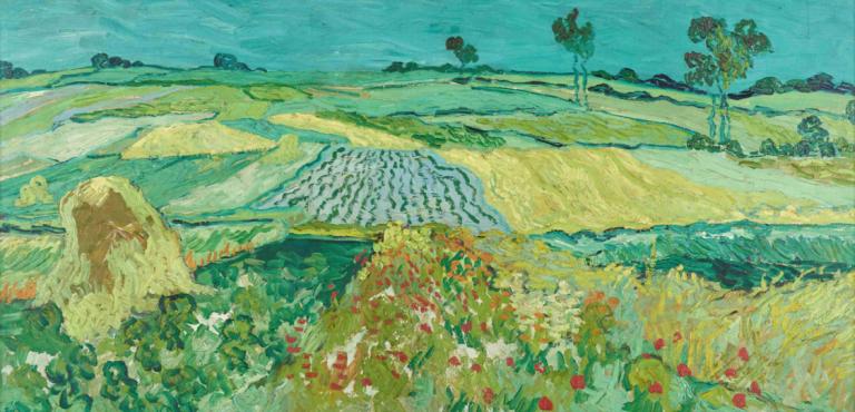 Die Ebene Von Auvers,De vlakte van Auvers,Vincent van Gogh,Olieverf,Olieverf, buitenshuis, bloem, landschap