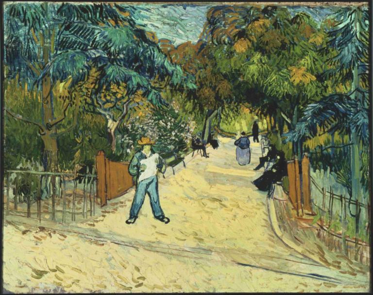 Entrance to the Public Gardens in Arle,Pintu Masuk ke Taman Umum di Arle,Vincent van Gogh,Lukisan cat minyak