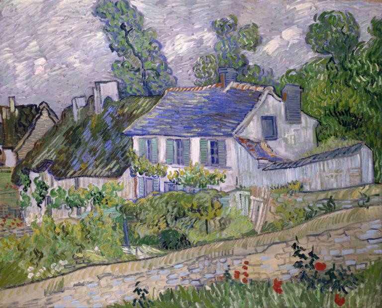 Houses at Auvers,Rumah-rumah di Auvers,Vincent van Gogh,Lukisan cat minyak,Lukisan cat minyak