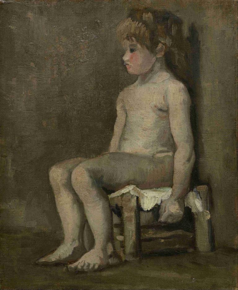 Nude Girl, Seated,Chica desnuda, sentada,Vincent van Gogh,Pintura al óleo,Pintura al óleo, solo, sesión