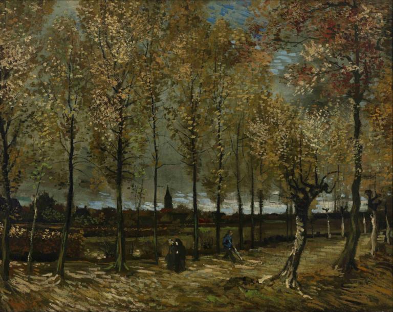 Poplars near Nuenen,누에넨 근처의 포플러,Vincent van Gogh,빈센트 반 고흐,오일 페인팅,오일 페인팅, 나무, 경치, 옥외, 자연, 숲, 여러 소년, 하늘