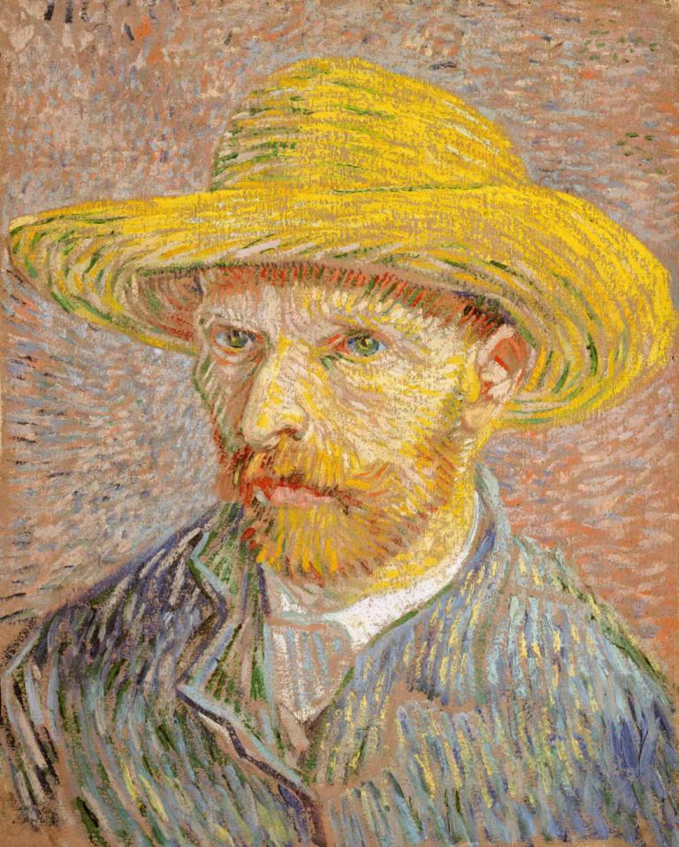 Self-Portrait with a Straw Hat,Autoportret cu o pălărie de paie,Vincent van Gogh,Pictura in ulei