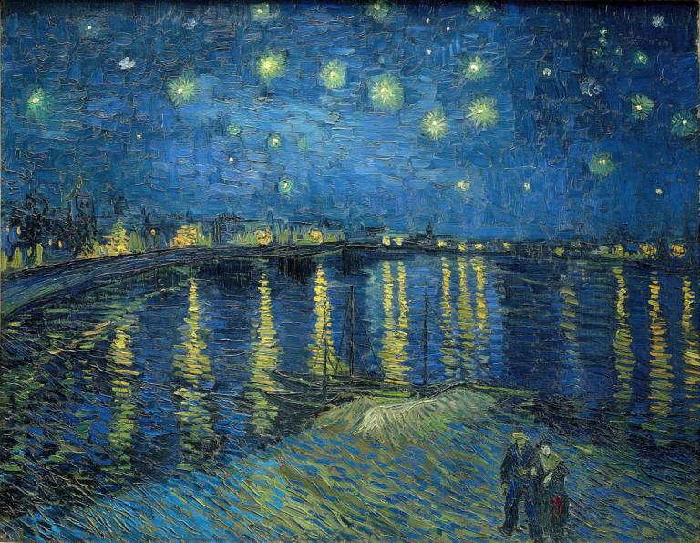 Starry Night Over the Rhone,Zvezdnata noč nad Rono,Vincent van Gogh,Oljna slika,Oljna slika, noč, kulisa