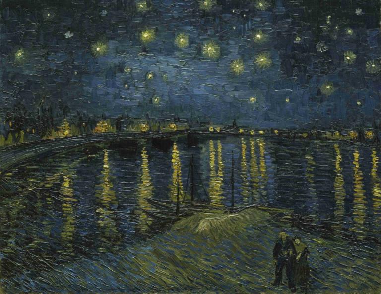 Starry Night,Zvezdnata noč,Vincent van Gogh,Oljna slika,Oljna slika, noč, kulisa, refleksija