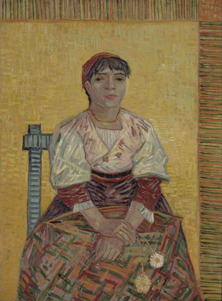 The Italian Woman,İtalyan Kadın,Vincent van Gogh,Yağlı boya,Yağlı boya, solo, siyah saç, 1 oğlan, kısa saç