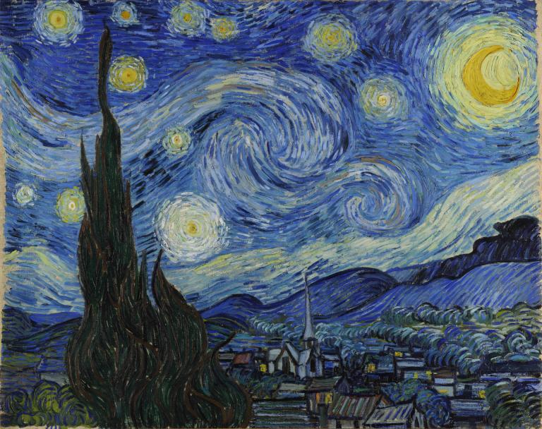 The Starry Night,Zvezdnata noč,Vincent van Gogh,Oljna slika,Oljna slika, na prostem, laganje, miško