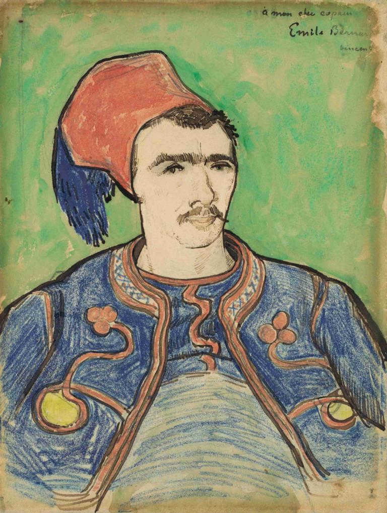 The Zouave,Zouave,Vincent van Gogh,Oljna slika,Oljna slika, 1 fant, moški fokus, solo, brki, obrazne dlake