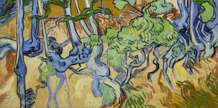 Tree-roots,Korenine dreves,Vincent van Gogh,Oljna slika,Oljna slika, drevo, narave, 1 fant, solo, rastlina