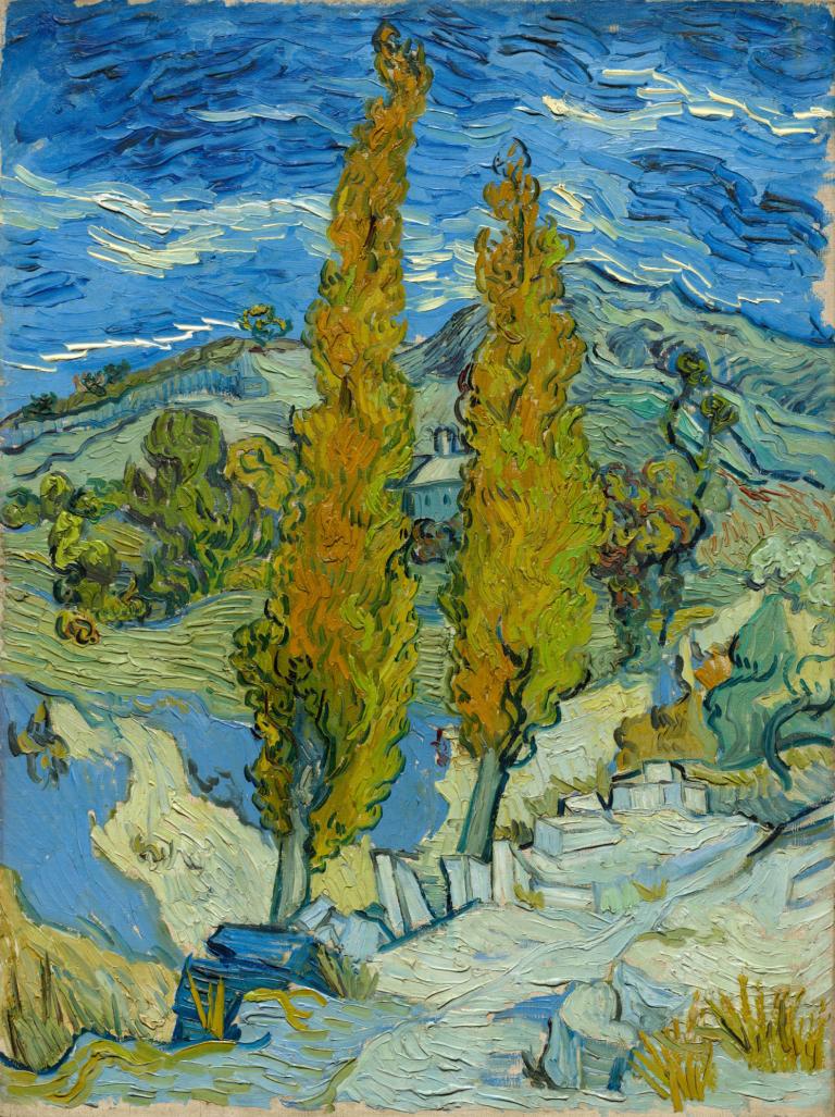 Two Poplars in the Alpilles near Saint-Rémy,Dva topola v Alpah v bližini Saint-Rémyja,Vincent van Gogh