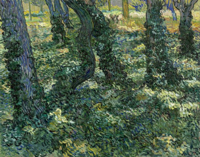 Undergrowth,Podrast,Vincent van Gogh,Oljna slika,Oljna slika, brez ljudi, drevo, narave, kulisa, na prostem