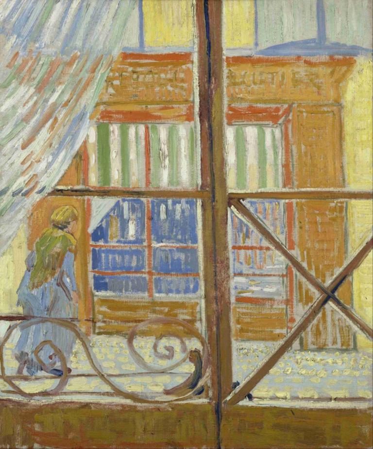 View of a butcher's shop,Pogled na mesnico,Vincent van Gogh,Oljna slika,Oljna slika, okno, blond lasje, solo