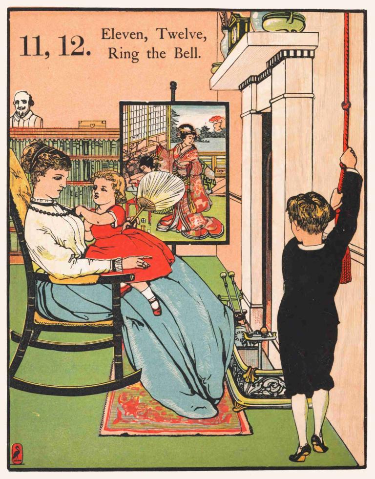 1, 2, buckle my shoe Pl 4,1, 2, zapnij mój but Pl 4,Walter Crane,Ilustracja,Ilustracja, wiele dziewczyn