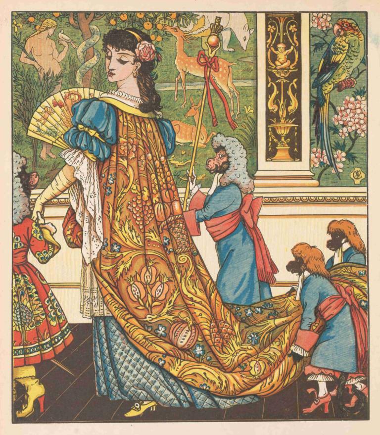 Beauty and the beast Pl. 04,Walter Crane,Illustration,Illustration, flower, multiple girls, dress