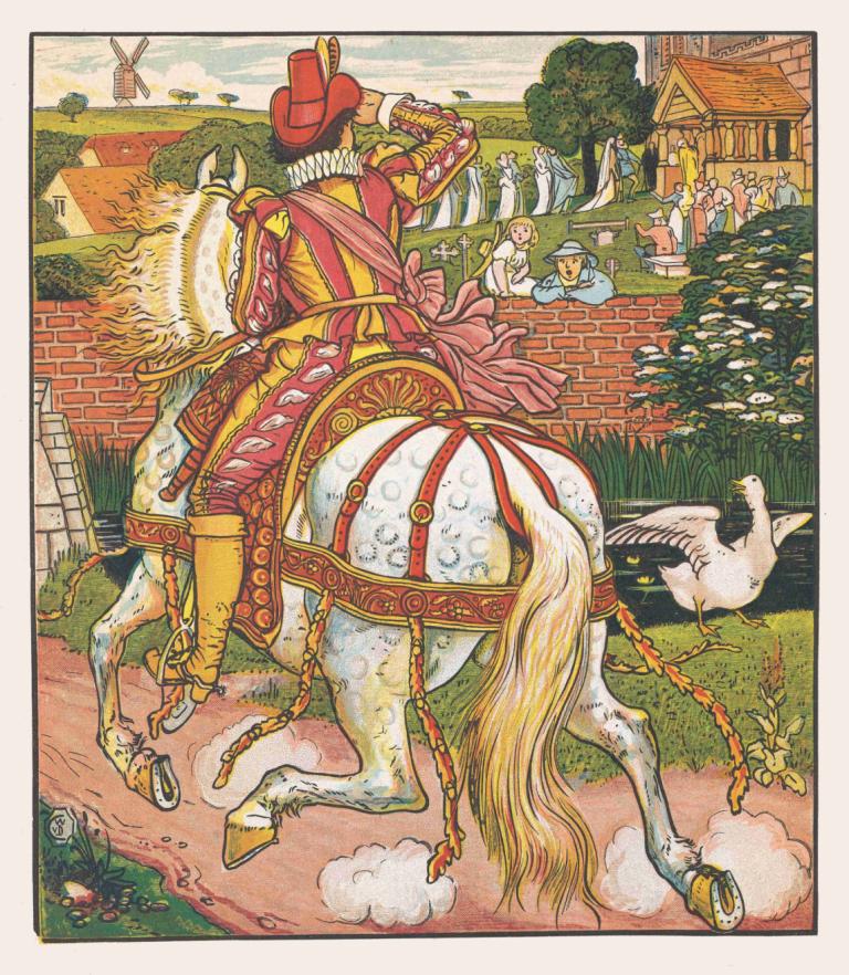 Goody Two Shoes Pl 5,Walter Crane,Illustration,Illustration, horse, fine art parody, riding, outdoors