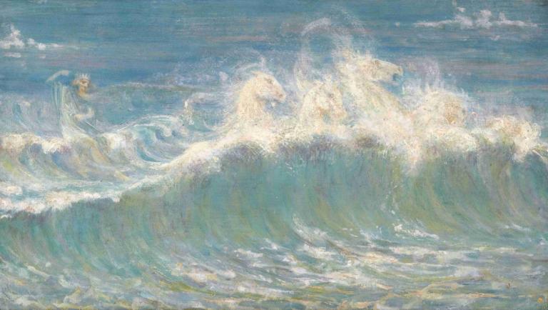 Neptune's Horses,Walter Crane,Illustration,Illustration, waves, no humans, ocean, cloud, water, sky, outdoors