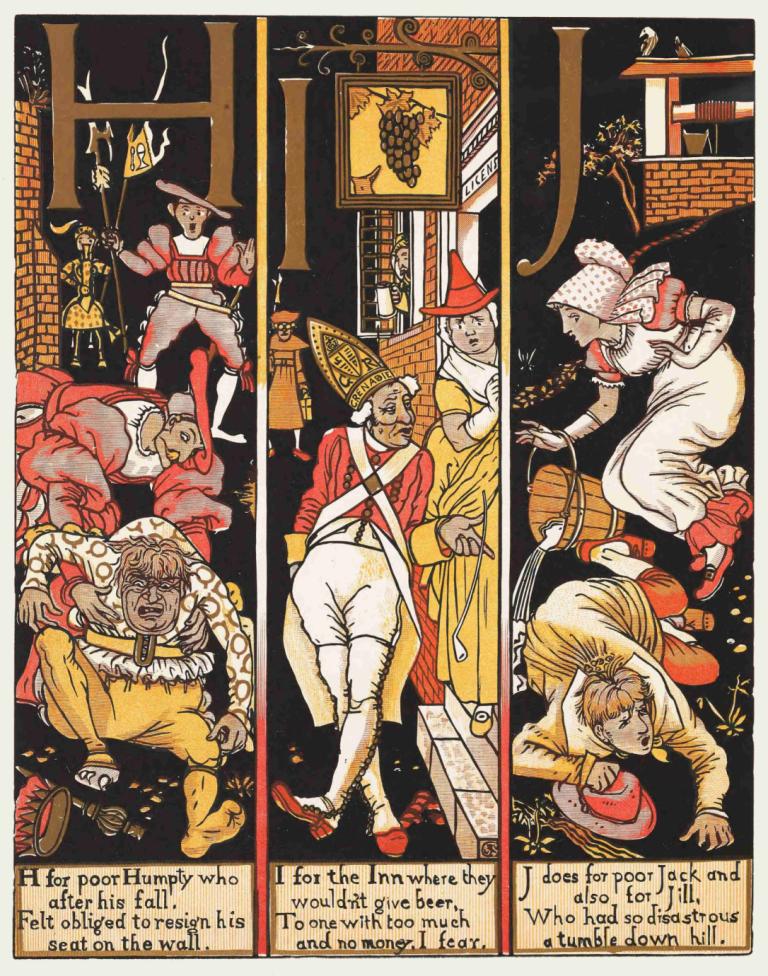 The Absurd A.B.C Pl 3,Der absurde A.B.C. Pl 3,Walter Crane,Abbildung,Abbildung, Hut, mehrere Jungen